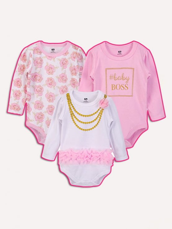 Pink Floral Baby Rompers